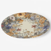 Elegante Blumengrenze Pappteller (Schrägansicht)