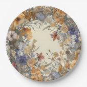 Elegante Blumengrenze Pappteller (Vorderseite)