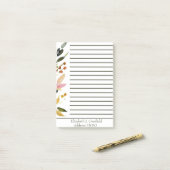 Elegante Blumengrenze personalisiert Post-it Klebezettel (Auf Schreibtisch)