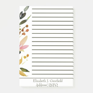 Elegante Blumengrenze personalisiert Post-it Klebezettel