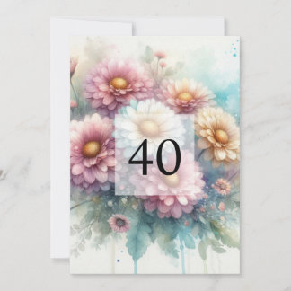 Elegante Blumengrün Aquarell Geburtstagsparty Einladung