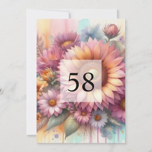 Elegante Blumengrün Aquarell Geburtstagsparty Einladung (Vorderseite)