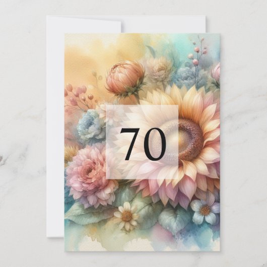 Elegante Blumengrün Aquarell Geburtstagsparty Einladung (Vorderseite)