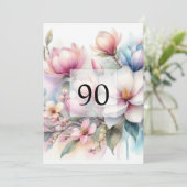 Elegante Blumengrün Aquarell Geburtstagsparty Einladung (Stehend Vorderseite)