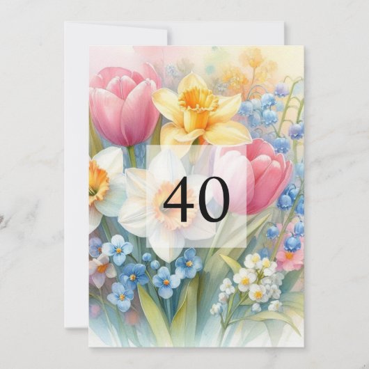 Elegante Blumengrün Aquarell Geburtstagsparty Einladung (Vorderseite)