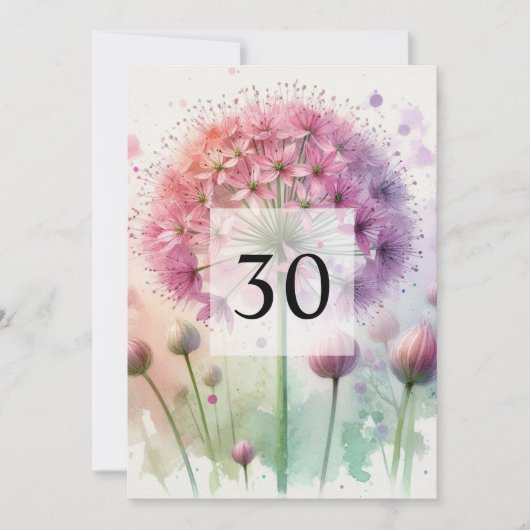 Elegante Blumengrün Aquarell Geburtstagsparty Einladung (Vorderseite)