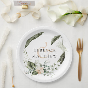 Elegante Blumengrün Hochzeit Pappteller