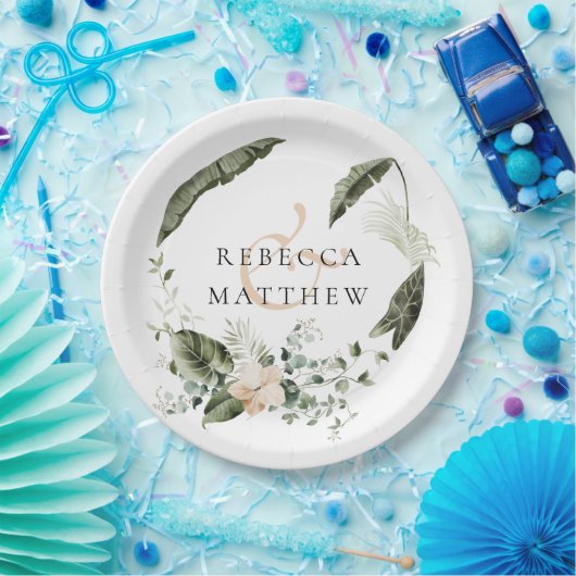 Elegante Blumengrün Hochzeit Pappteller (Party)