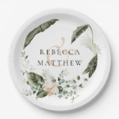 Elegante Blumengrün Hochzeit Pappteller (Vorderseite)