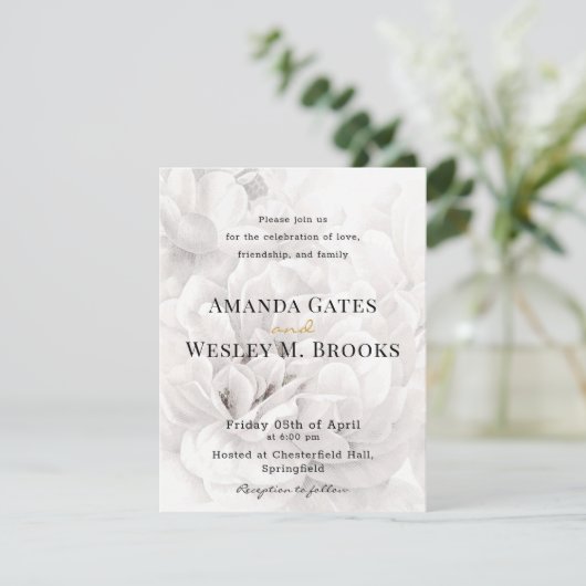 Elegante Blumengrün Hochzeitsempfehlung Einladung (Stehend Vorderseite)