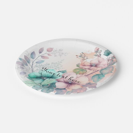 Elegante Blumengrün Papayes Teller (Schrägansicht)