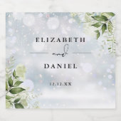 Elegante Blumengrün Winter Wedding Bierflaschenetikett (Einzelnes Label)