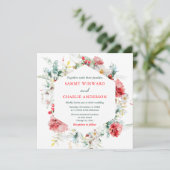 Elegante Blumengrün Winter Wedding Einladung (Stehend Vorderseite)