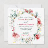 Elegante Blumengrün Winter Wedding Einladung (Vorderseite)