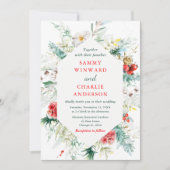 Elegante Blumengrün Winter Wedding Einladung (Vorderseite)