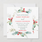 Elegante Blumengrün Winter Wedding Einladung (Vorderseite)