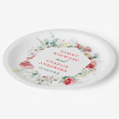 Elegante Blumengrün Winter Wedding Pappteller (Schrägansicht)