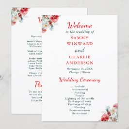 Elegante Blumengrün Winter Wedding Programm