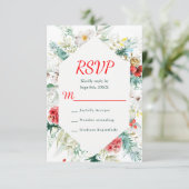 Elegante Blumengrün Winter Wedding RSVP Karte (Stehend Vorderseite)