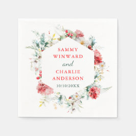 Elegante Blumengrün Winter Wedding Serviette