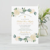 Elegante Blumengrün Wreath Aquarell Taufe Einladung (Stehend Vorderseite)