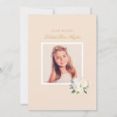 Elegante Blumengrün Wreath Erste Kommune Einladung (Rückseite)