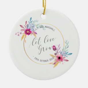 Elegante Blumenherr-u. Frau-Wedding Keramik Ornament
