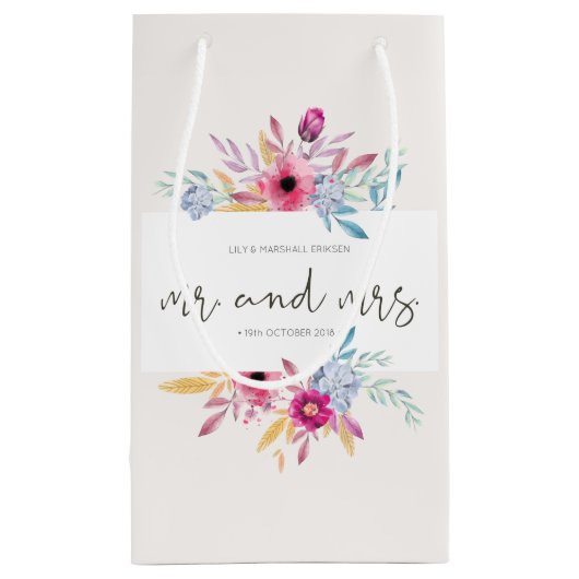 Elegante Blumenherr-u. Frau-Wedding | Kleine Geschenktüte (Rückseite)