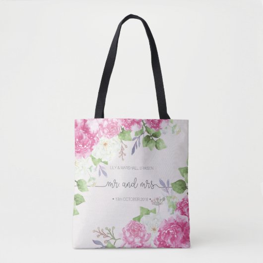 Elegante Blumenherr-u. Frau-Wedding | Tasche (Vorderseite)