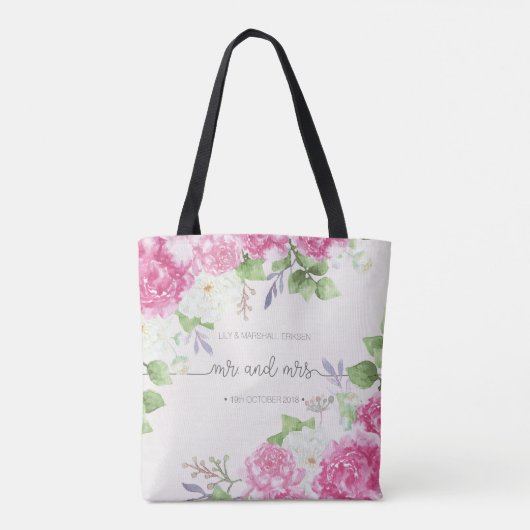 Elegante Blumenherr-u. Frau-Wedding | Tasche (Rückseite)
