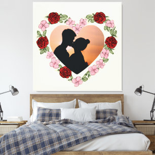 Elegante Blumenherz‑Individualfoto‑Leinwand romant Leinwanddruck