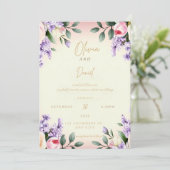 Elegante Blumenhochzeit | Aquarell Einladung (Stehend Vorderseite)