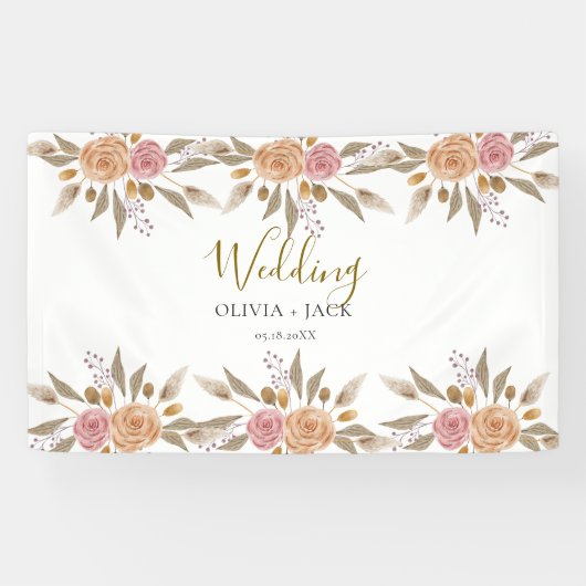 Elegante Blumenhochzeit Banner (Horizontal)