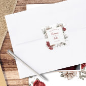 Elegante Blumenhochzeit Burgund & Silver Quadratischer Aufkleber