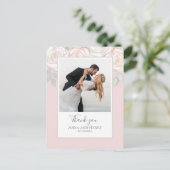 Elegante Blumenhochzeit Danke, dass du Rosa rot bi Postkarte (Stehend Vorderseite)