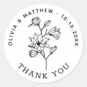 Elegante Blumenhochzeit danke. Minimalistische Sau Runder Aufkleber (Vorderseite)