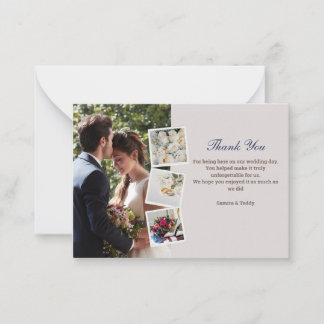 Elegante Blumenhochzeit Dankeschön Card Custom Fot Mitteilungskarte