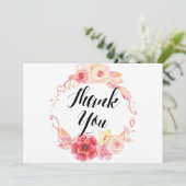 Elegante Blumenhochzeit Dankeschön-Karten Wreath Dankeskarte (Stehend Vorderseite)