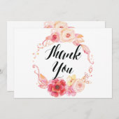 Elegante Blumenhochzeit Dankeschön-Karten Wreath Dankeskarte (Vorne/Hinten)