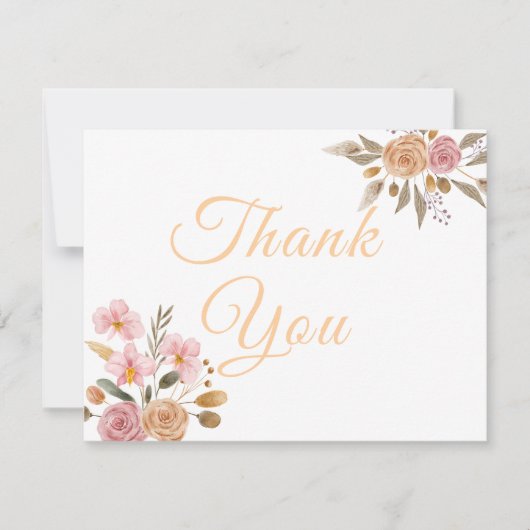 Elegante Blumenhochzeit Dankeskarte (Vorderseite)