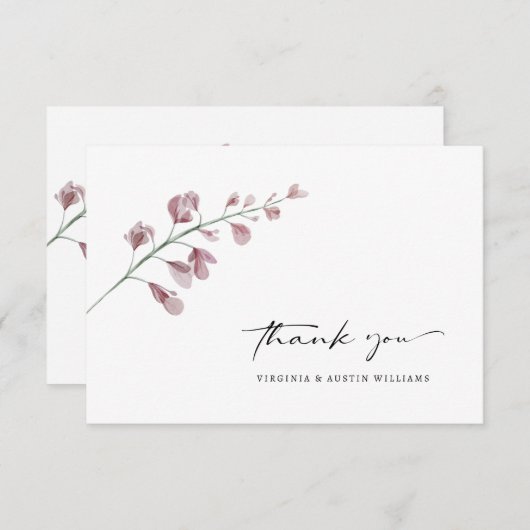 Elegante Blumenhochzeit Dankeskarte (Vorne/Hinten)