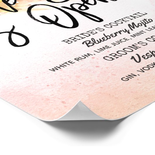 Elegante Blumenhochzeit Das Bar ist ein Open Drink Poster (Ecke)