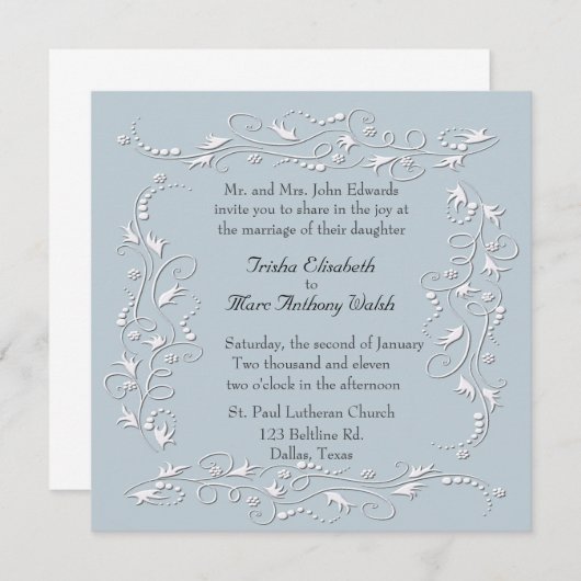 Elegante Blumenhochzeit Einladung (Vorne/Hinten)