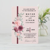 Elegante Blumenhochzeit Einladung (Stehend Vorderseite)