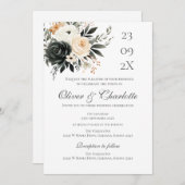 Elegante Blumenhochzeit Einladung (Vorne/Hinten)
