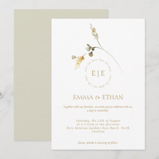 Elegante Blumenhochzeit Einladung