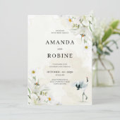 Elegante Blumenhochzeit Einladung (Stehend Vorderseite)