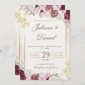 Elegante Blumenhochzeit Einladung (Vorne/Hinten)