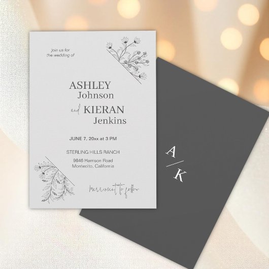 Elegante Blumenhochzeit Einladung