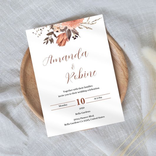 Elegante Blumenhochzeit Einladung